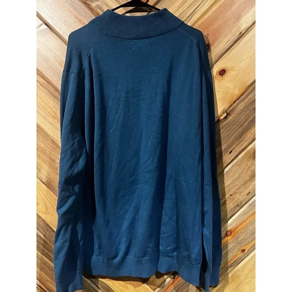 Men's Lands' End XXL Quarter Zip Blue Pullover Sweater-Pre Owned - Picture 6 of 6